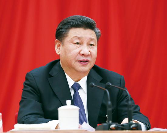 中國共產黨第十九屆中央委員會第三次全體會議，于2018年2月26日至28日在北京舉行。中央委員會總書記習近平作重要講話。 新華社記者 鞠鵬/攝